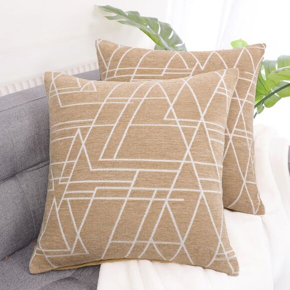 2pcs Polyester Cover Sofa Throw Pillow Case Pale Brown - Picture 2 of 6